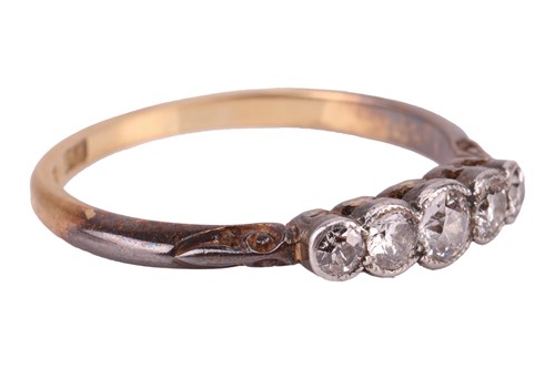 Lot 177 - A five-stone diamond ring, comprising three...