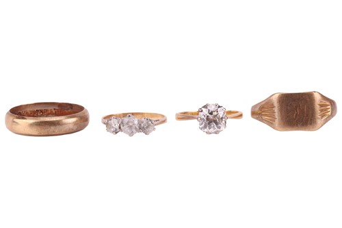 Lot 52 - An old mine cut diamond solitaire ring, and...