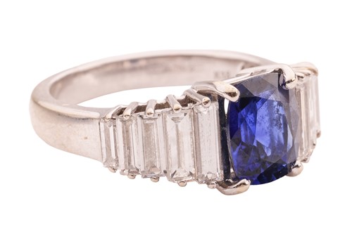 Lot 105 - A sapphire and diamond ring, comprising a...