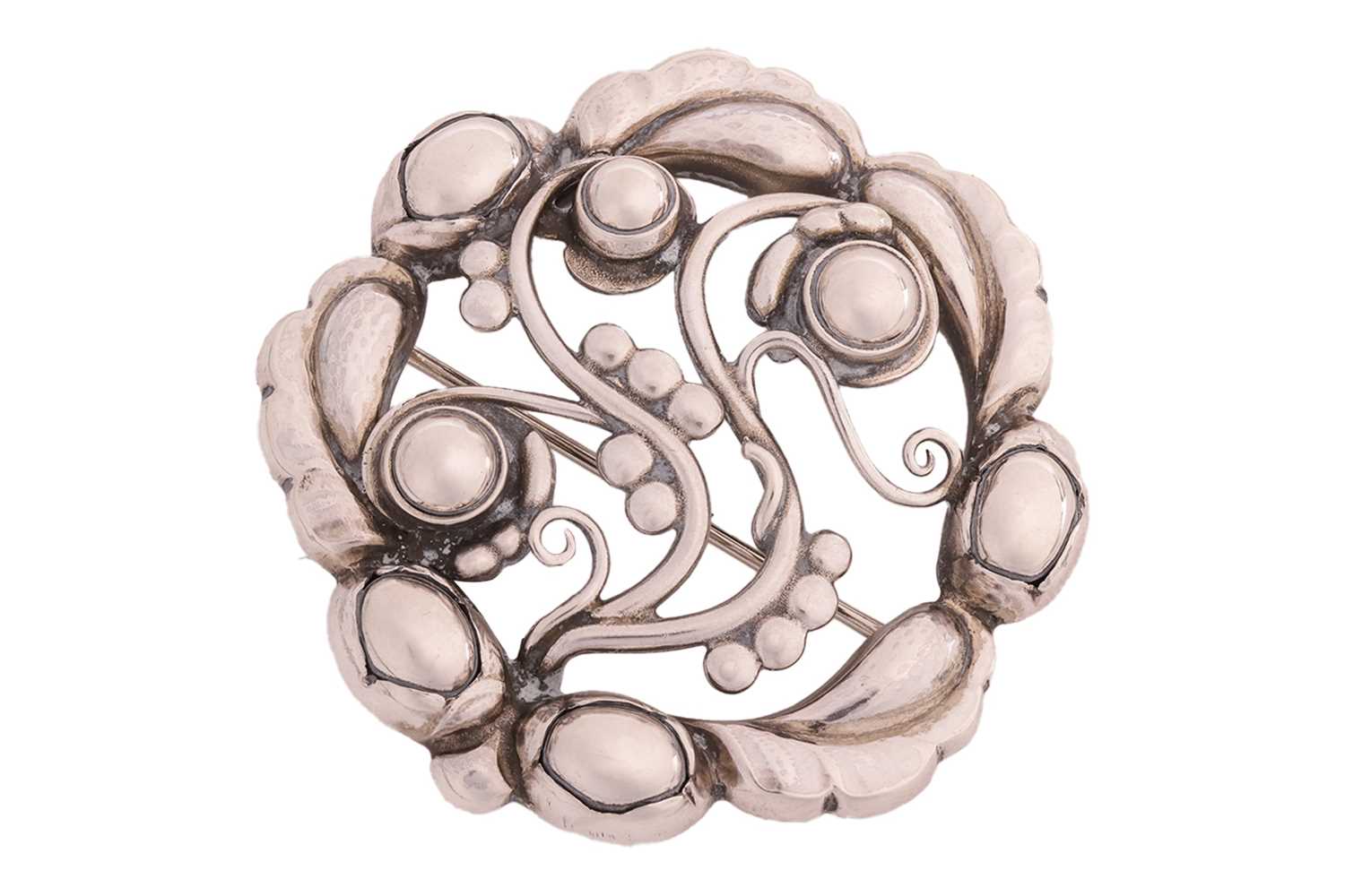 Lot 245 - Georg Jensen - a ‘Moonlight Blossom’ brooch,...
