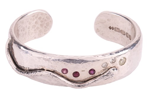 Lot A handmade silver, diamond and ruby snake...
