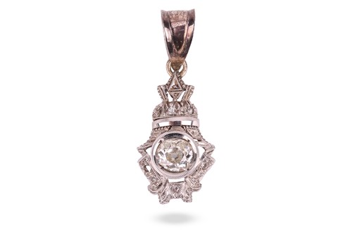 Lot A diamond-set pendant, featuring an old-cut...