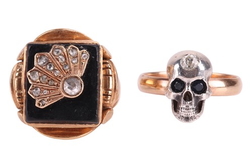 Lot Two gem-set rings; to include a skull ring set...