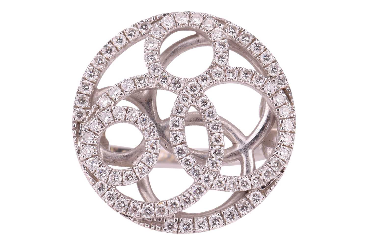 Lot 60 - DeBeers - a diamond-set circular ring in 18ct...