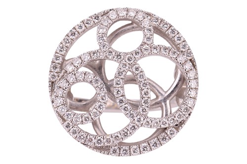 Lot DeBeers - a diamond-set circular ring in 18ct...
