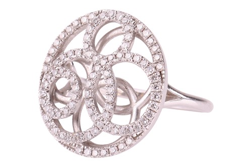 Lot 60 - DeBeers - a diamond-set circular ring in 18ct...