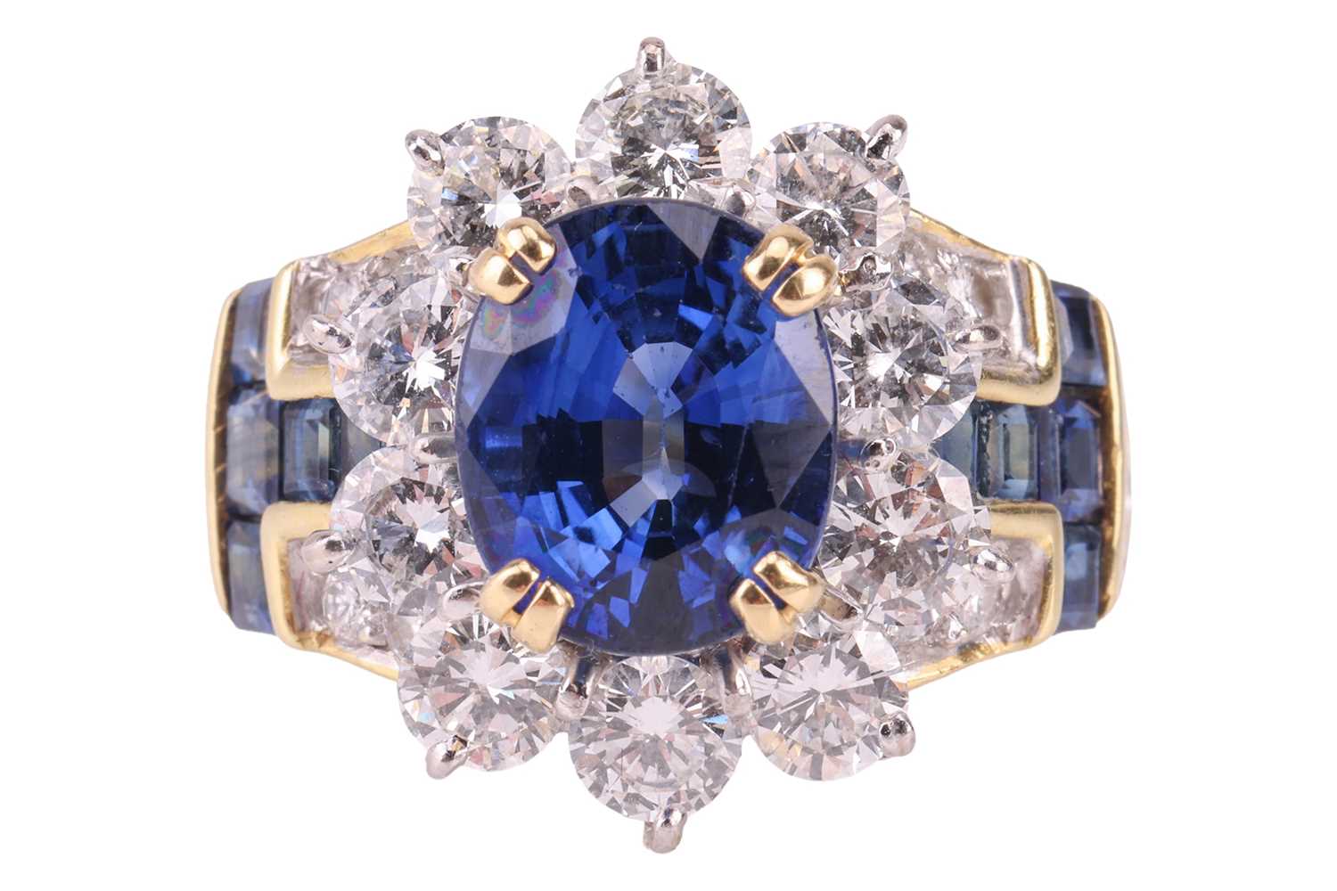 Lot 235 - An unheated Burmese sapphire and diamond dress...