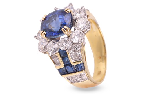 Lot 235 - An unheated Burmese sapphire and diamond dress...