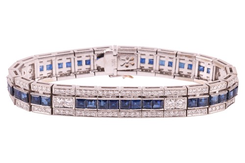 Lot A sapphire and diamond line bracelet, with an...