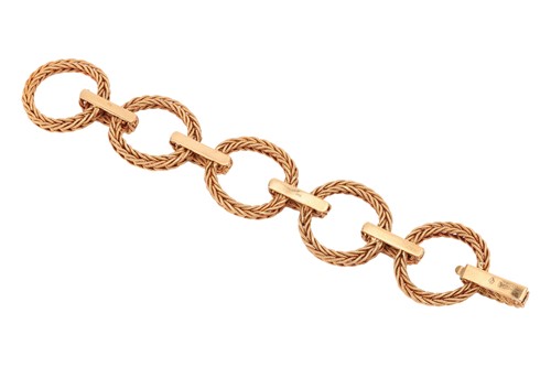 Lot 230 - Asprey & Co - A textured link bracelet in 18ct...