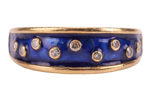 Lot An enamel and diamond dress ring in 18ct...