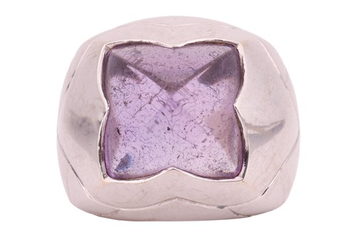 Lot Bulgari - an amethyst pyramid ring in 18ct...