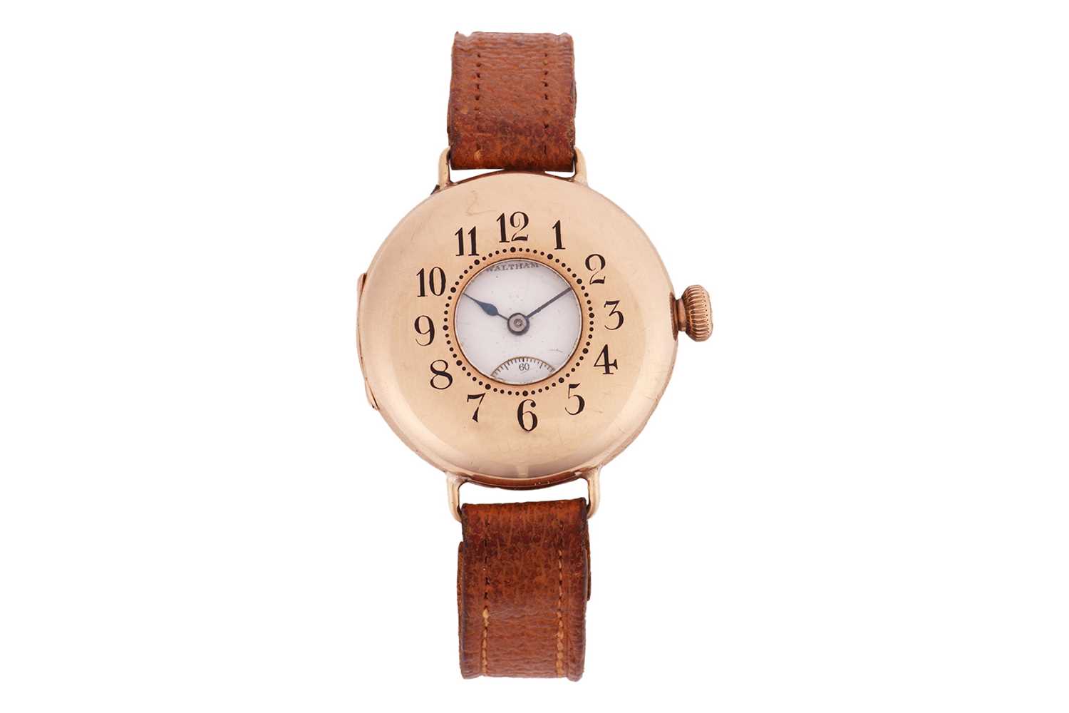 Lot 262 - Waltham A 9ct Gold Half-Hunter Trench Watch...