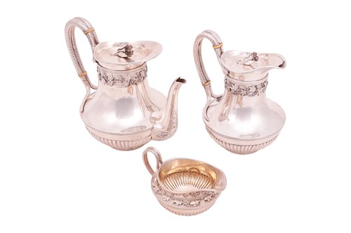 Lot 370 - A silver three-piece tea service, by...