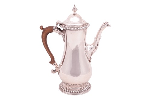 Lot 372 - A George III silver coffee pot, by John Lambe,...