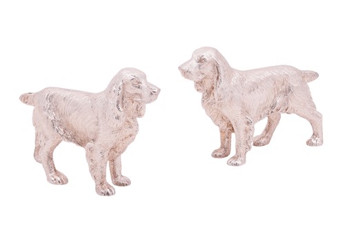 Lot A pair of silver spaniel figures, by Albert...