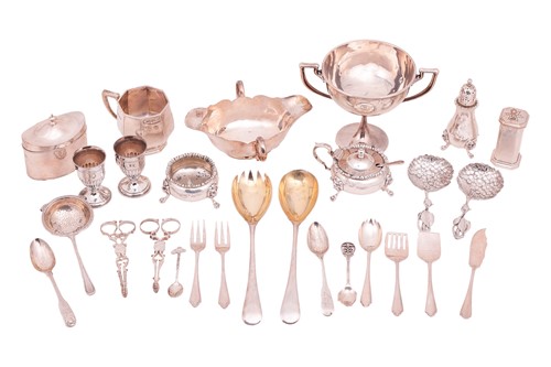 Lot 255 - Small silver flatware to include: a pair of...