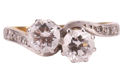 Lot A diamond Toi et Moi ring, featuring two round...