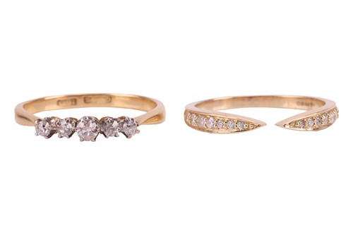 Lot 102 - A diamond five-stone ring together with a...