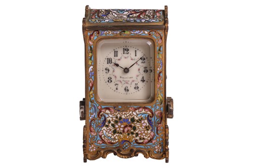 Lot 43 - An unusual French Champlevé enamel carriage...