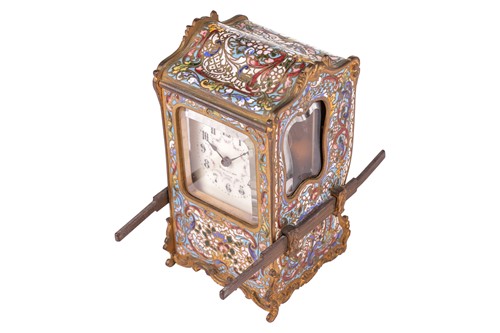 Lot 43 - An unusual French Champlevé enamel carriage...