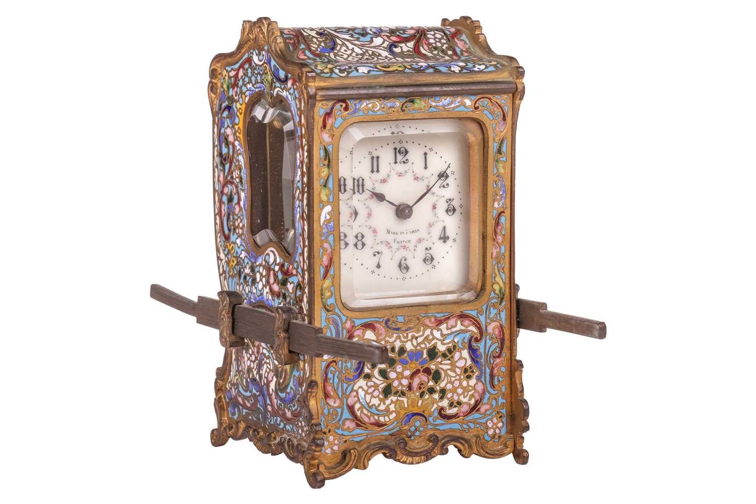 Lot 43 - An unusual French Champlevé enamel carriage...