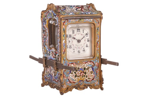 Lot An unusual French Champlevé enamel carriage...