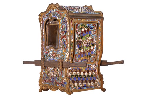 Lot 43 - An unusual French Champlevé enamel carriage...
