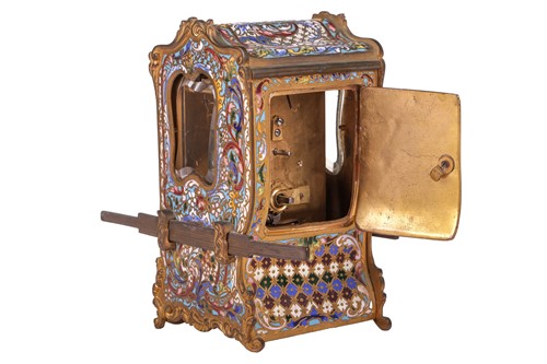 Lot 43 - An unusual French Champlevé enamel carriage...