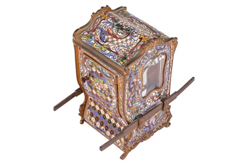 Lot 43 - An unusual French Champlevé enamel carriage...