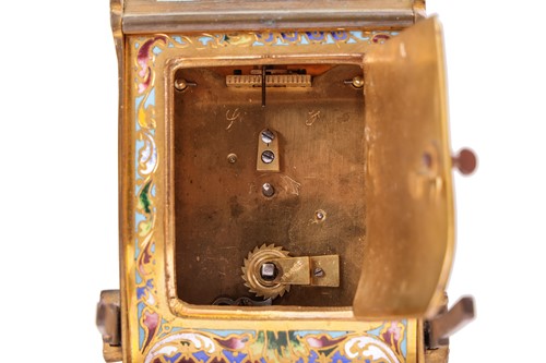 Lot 43 - An unusual French Champlevé enamel carriage...
