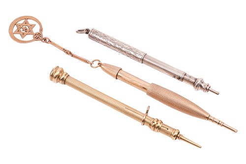 Lot Three telescopic propelling pencils; to...