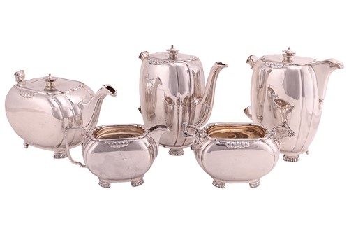 Lot 332 - A five-piece silver tea and coffee set,...