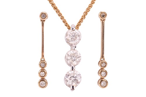 Lot 214 - A diamond-set pendant, composed of three round...
