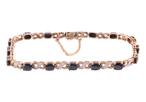 Lot A sapphire and diamond-set line bracelet,...