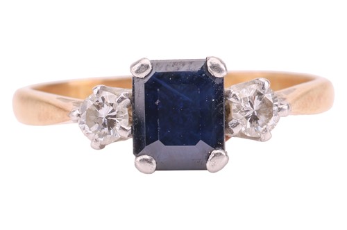 Lot A sapphire and diamond three-stone ring,...