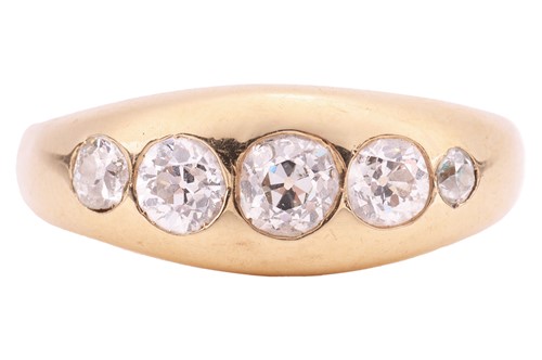 Lot A five-stone diamond gypsy ring, with an...