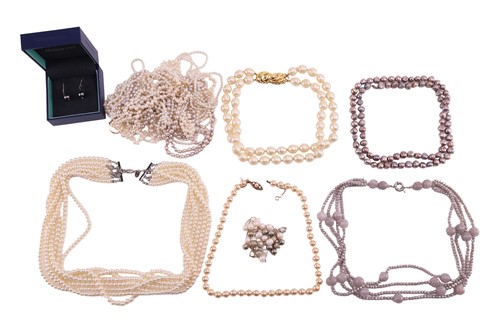 Lot 28 - A group of beaded jewellery; to include three...