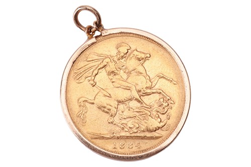 Lot 75 - An 1884 Sovereign, Victoria young bust facing...