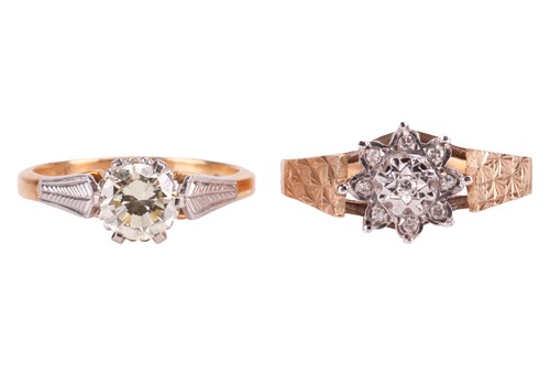 Lot 114 - Two diamond-set rings; the first containing an...