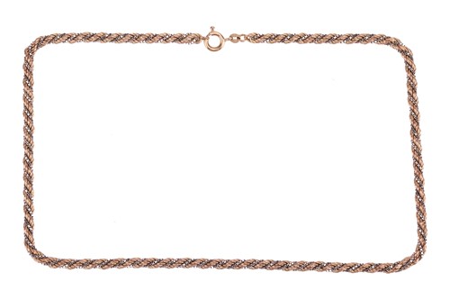 Lot 7 - A twisted rope necklace in 9ct gold,...