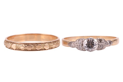 Lot 41 - Two rings; comprising a diamond-set ring,...