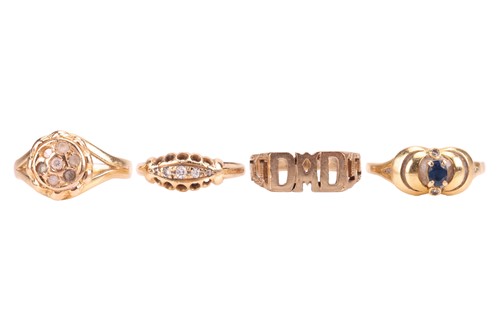 Lot 45 - Four rings; to include a diamond-set half-hoop...