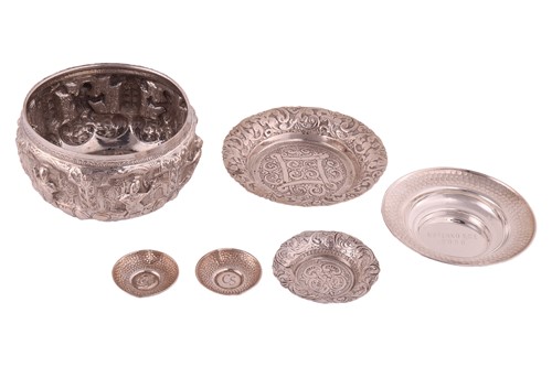 Lot 87 - A 20th-century Thai or Burmese silver circular...