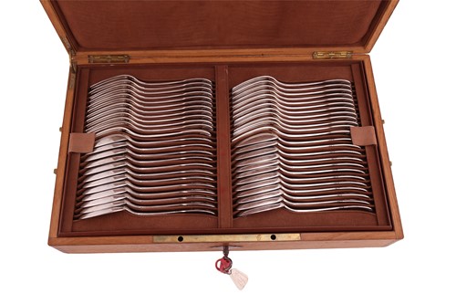 Lot 340 - A French white metal canteen for twenty-four...