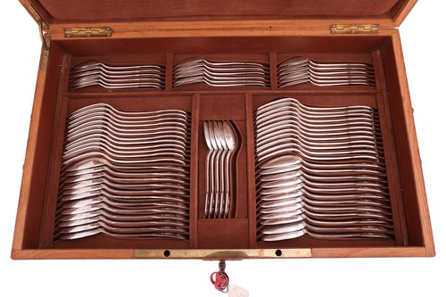 Lot 340 - A French white metal canteen for twenty-four...