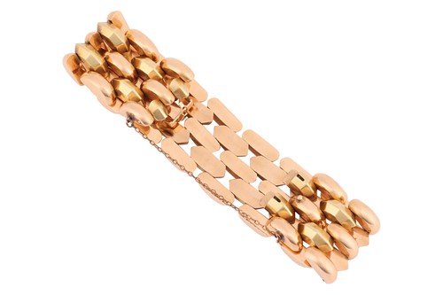 Lot 228 - A panther link bracelet, comprising five rows...