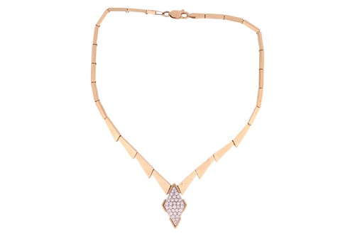 Lot 111 - A diamond-set necklace of geometric design,...