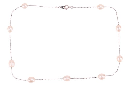 Lot 184 - A fancy link necklace with cultured pearl...
