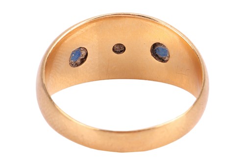 Lot 2 - A diamond and sapphire gypsy ring in 18ct gold,...